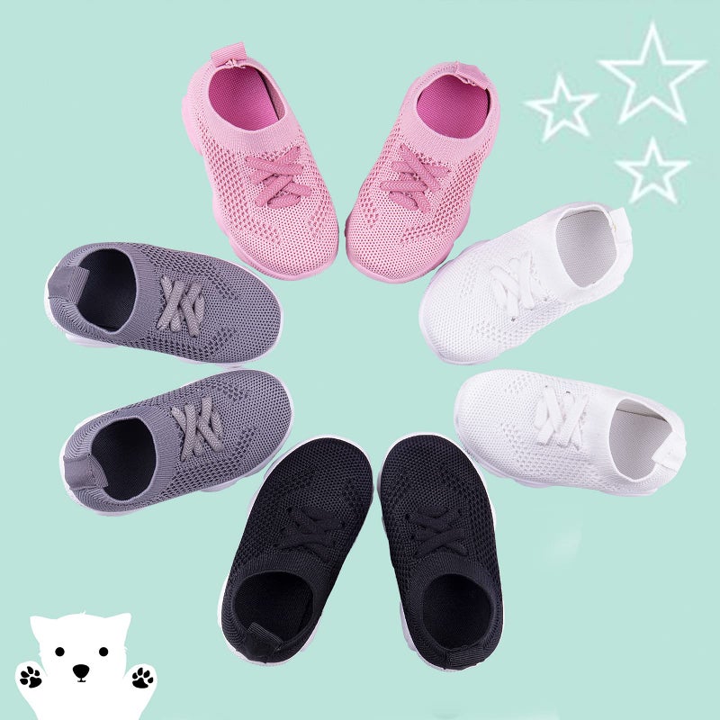 Charrost Unisex Toddler Sneakers 1-4 Years White 8 Toddler Medium Spring Summer Casual Breathable Mesh Slip-On Flat Sole Waterproof Anti-Skid Bear Character Botanical - Image 5